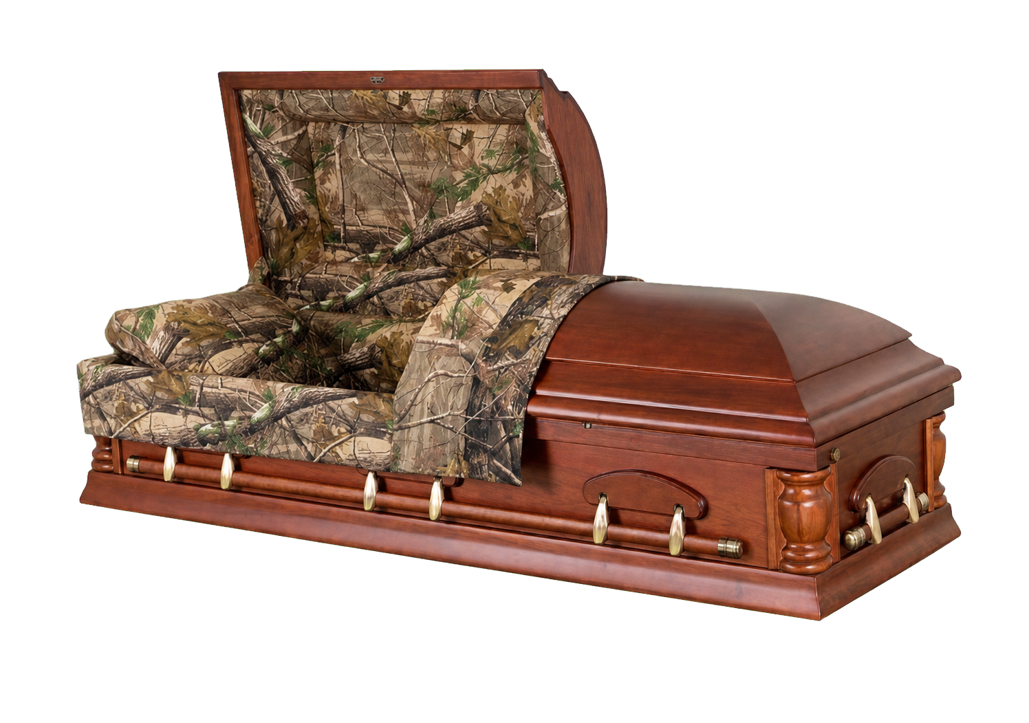 Federal Poplar casket with camouflage fabric interior