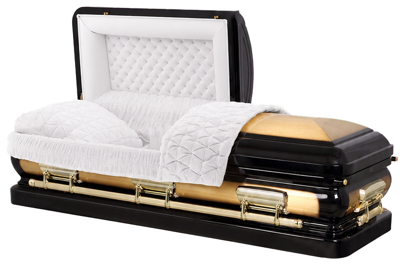 Classic solid bronze casket with white velvet interior